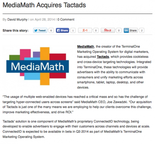 Mobile Marketing "MediaMath Acquires Tactads"